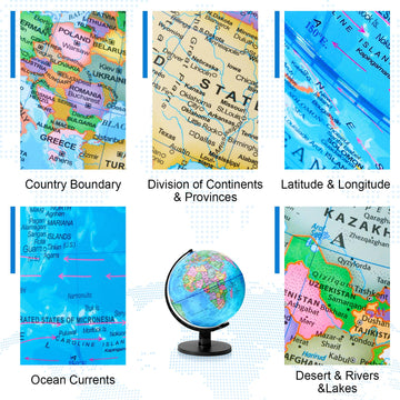 Gochange Globes For Kids, 10' Geography Educational Globe With Thickened Base - More Stable For Students & Teachers, 360° Spinning Globe For Age 6+ Children'S Educational Tools & Desk Decorations & Gifts