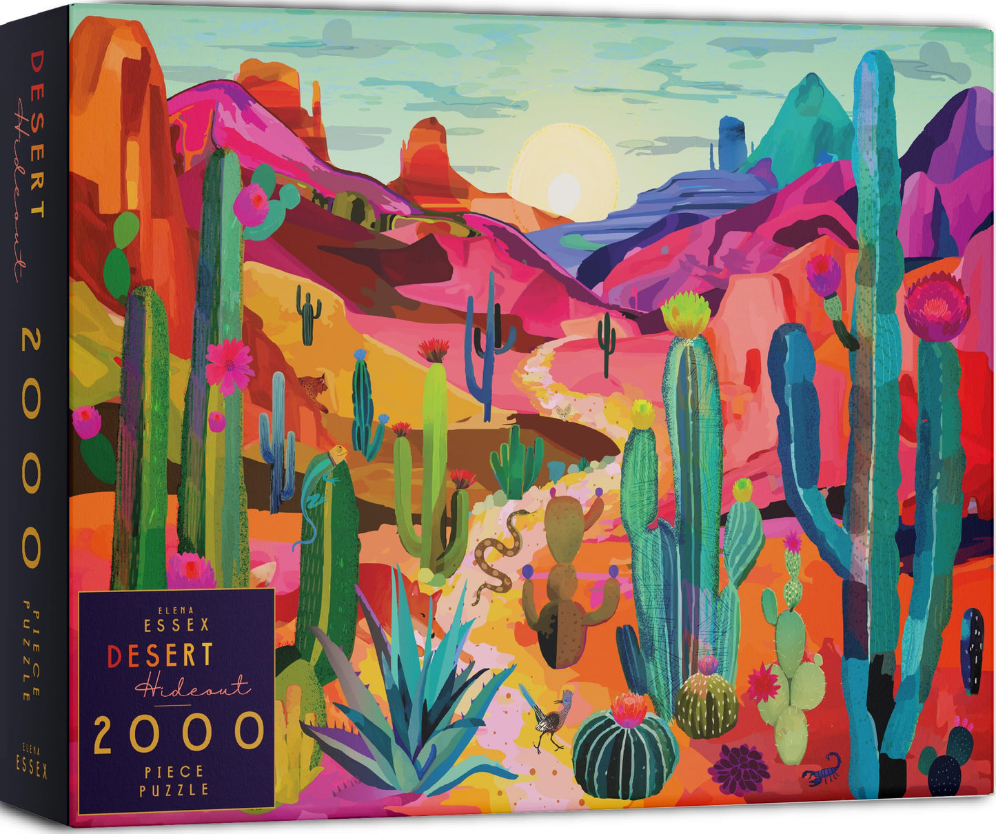 Elena Essex 2000 Piece Puzzle - Desert Hideout  2000 Piece Puzzle for mature-themeds  Puzzles for mature-themeds  Cool Cactus National Parks  Size 39x30 inches