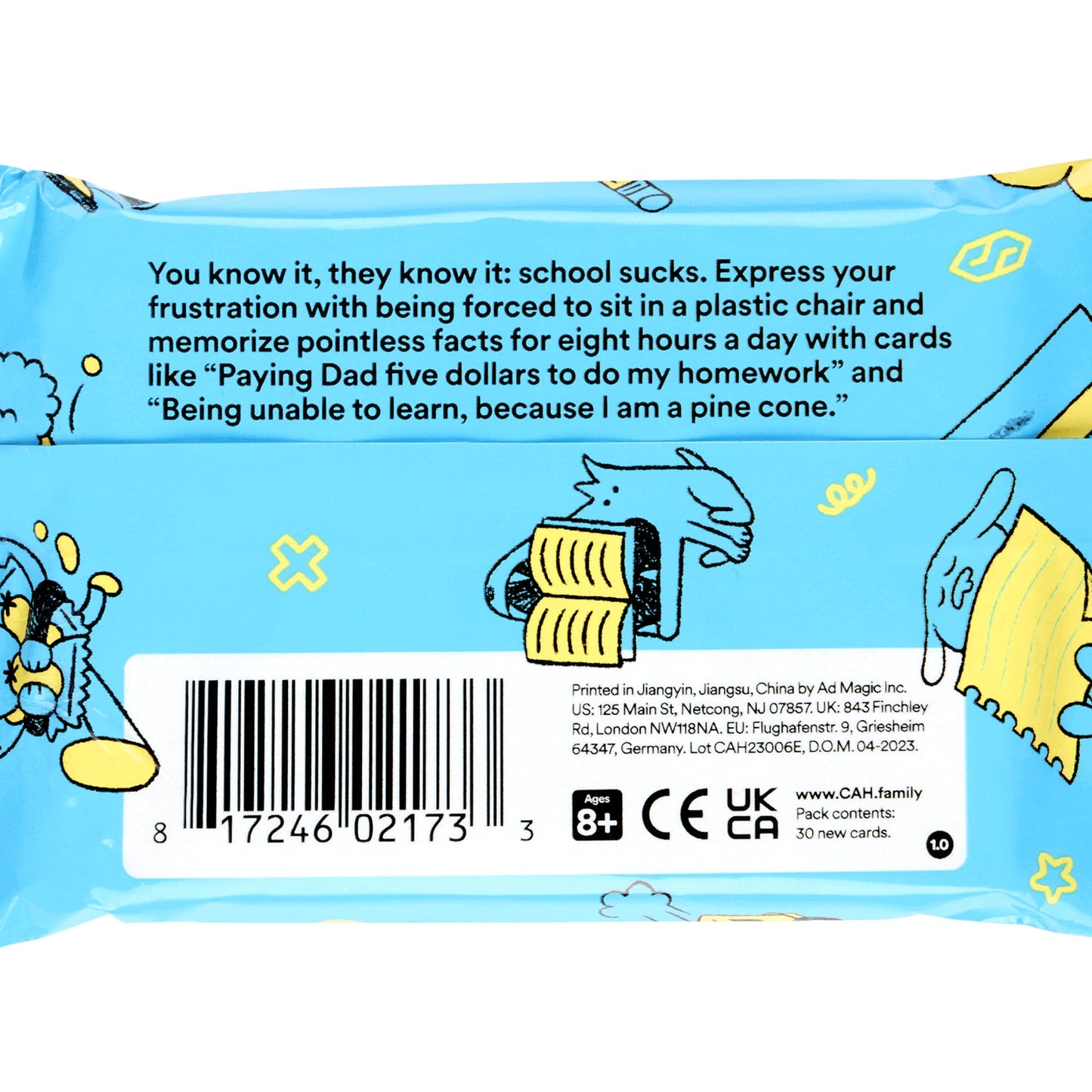 Cards Against Humanity Family Edition: School Sucks Pack Mini Expansion - New for 2023, Paper, Model SSP