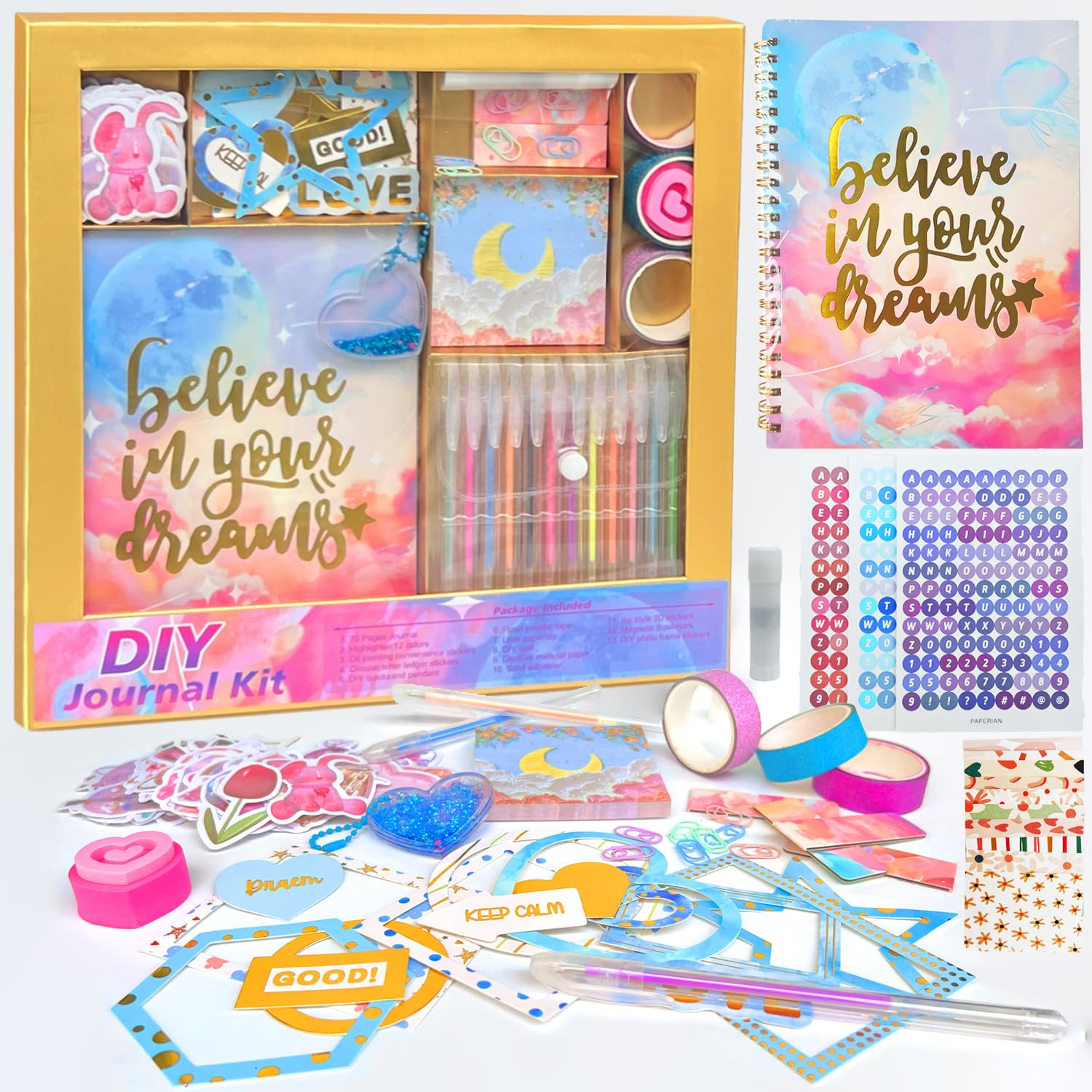 Toyelo Dly Journal Kit For Girls, Diary Suppies Set, Jouraling Art Crafts Kits, Stationery Set Birthday Gifts For 6 7 8 9 10 11