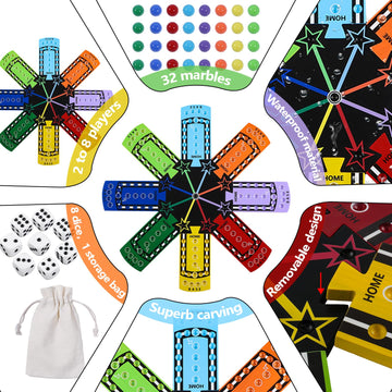 Medikaison Splicing Wahoo Board Game Original Aggravation Board Game Color Printing Portable Gaming Board Easy To Install For 8 Players Splicing Game Board 8 Colors 32 Marbles(8 Players-Splicing)