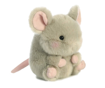 Aurora® Round Rolly Pet™ Frisk Mouse™ Stuffed Animal - Adorable Companions - On-The-Go Fun - Gray 5 Inches