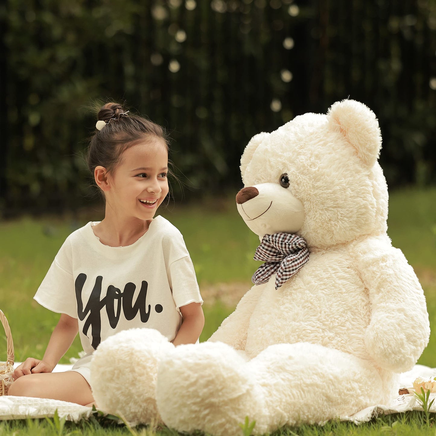 Poutmac Big Teddy Bear 4Ft Giant White Soft Stuffed Animals Cute Plush Toy For Girlfriend Women Kids For Valentine'S Christmas B