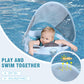 Mambobaby Baby Pool Float with Removable Sun Canopy - Non Inflatable Infant Swim Float with Anti-Flip Tail Design, Waterproof &
