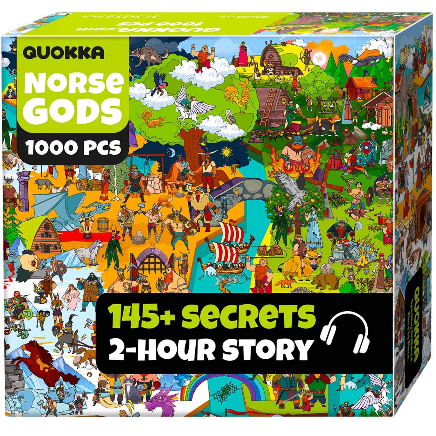 QUOKKA 1000 Piece Puzzle for mature-themeds Norse Gods - mature-themed Puzzles with Secret Tasks & Immersive Audio Story of Ancient Myths and Legends for Deep Relaxation for Challenge Puzzle Lovers