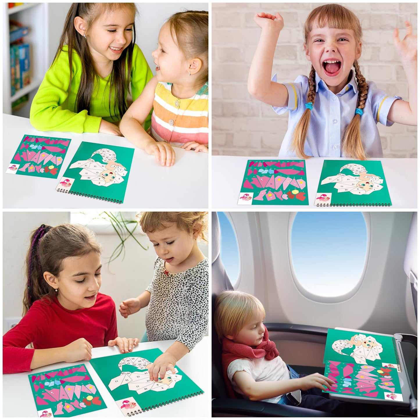 Crafts For Kids Ages 4-8 Sticker Paint Books, Princess And Mermaid Sticker Book Stickers For Kids Girls Birthday Easter Party Favor, Road Plane Travel Activity Books(Princess-Mermaid)