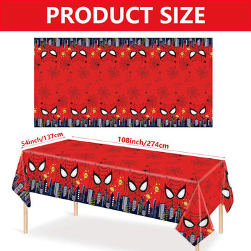 Auroraparty 3Pcs Spider Birthday Party Tablecloth Hero Table Cover Birthday Party Decorations Large Plastic Disposable Birthday