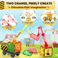 Kids Games Magnetic Tiles With 2 Cranes Construction Toys Set Sensory Toys For Boys Girls Ages 3-6 5-7 8-13, Gifts For 3+ Year Old Boys Girls Toddler Outdoor Kids Toys With Car