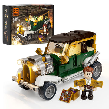 Funwhole Vintage-Car Lighting Building-Bricks Set - Steampunk Vintage Vehicle Led Light Construction Building Model Set 282 Pcs 