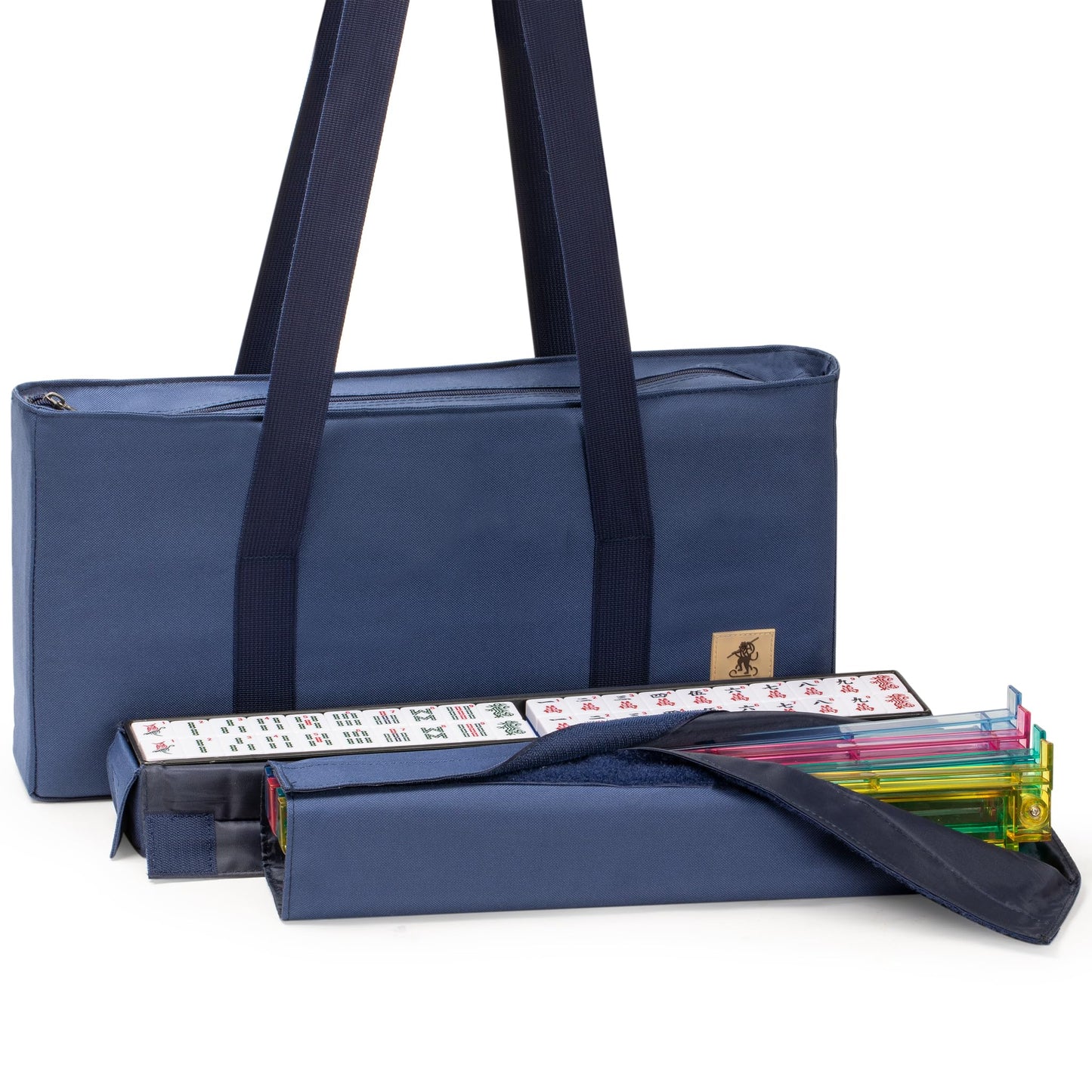 Yellow Mountain Imports American Mahjong Game Set, Santorini with Blue Soft Case - All-in-One Racks with Pushers, Wright Patters