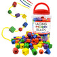 Lmc Products Wooden Lacing Beads & Strings 125 Pieces, Fine Motor Skills Toys For 3 Year Old, Fine Motor Toys, Lacing Beads For Toddlers, Occupational Therapy Toy For Toddler
