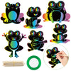 HubirdSall 60Pcs Funky Frogs Scratch Art for Kids Spring Summer Frog Magic Color Craft Passover Hanging Ornaments Kit for School