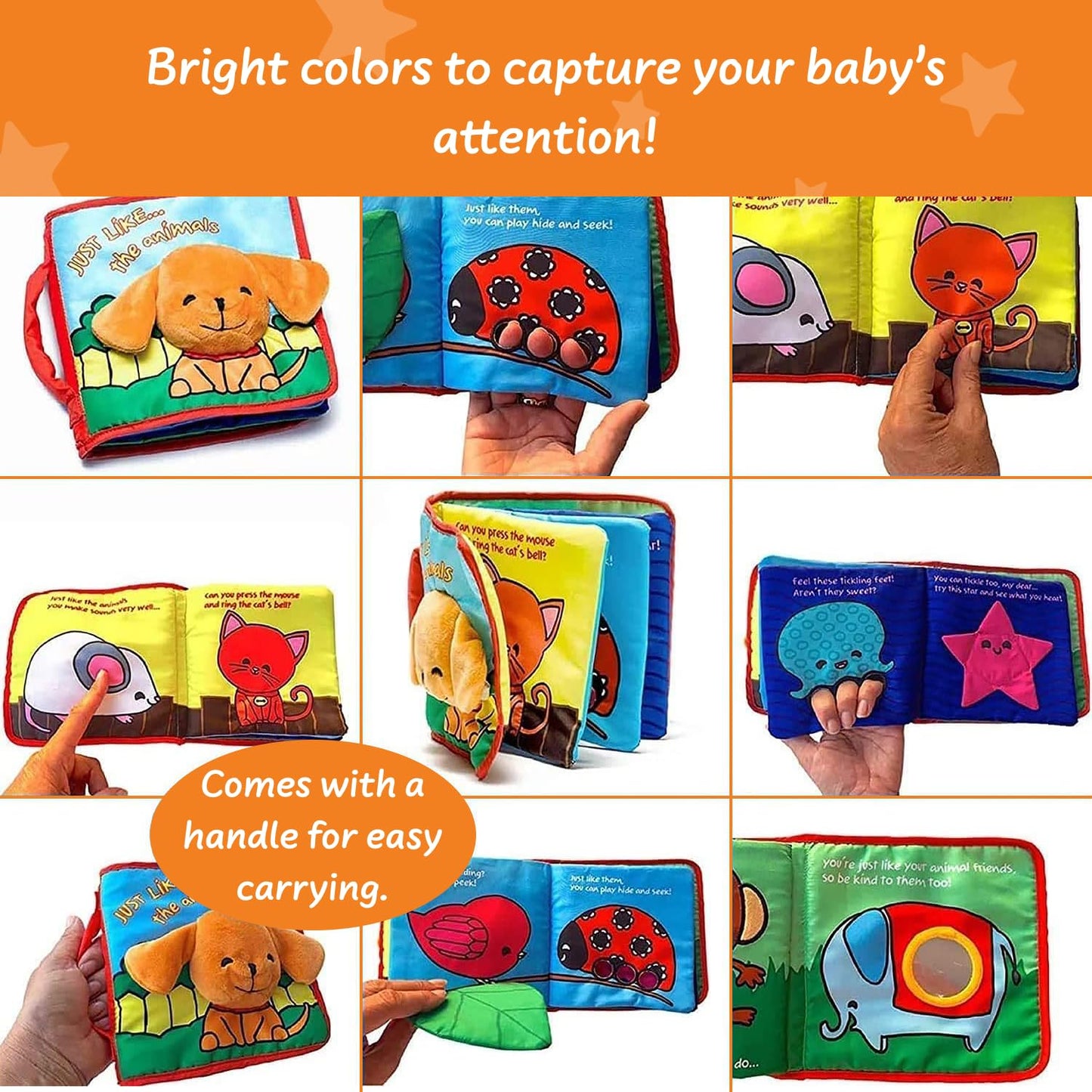 Tobe Readyforlife Stimulating Baby Crinkle Books For 0-6 Months And 6-12 Months Infants - Toys Gift For 1 Year Old - Soft Cloth Animals Baby Books For Gifting