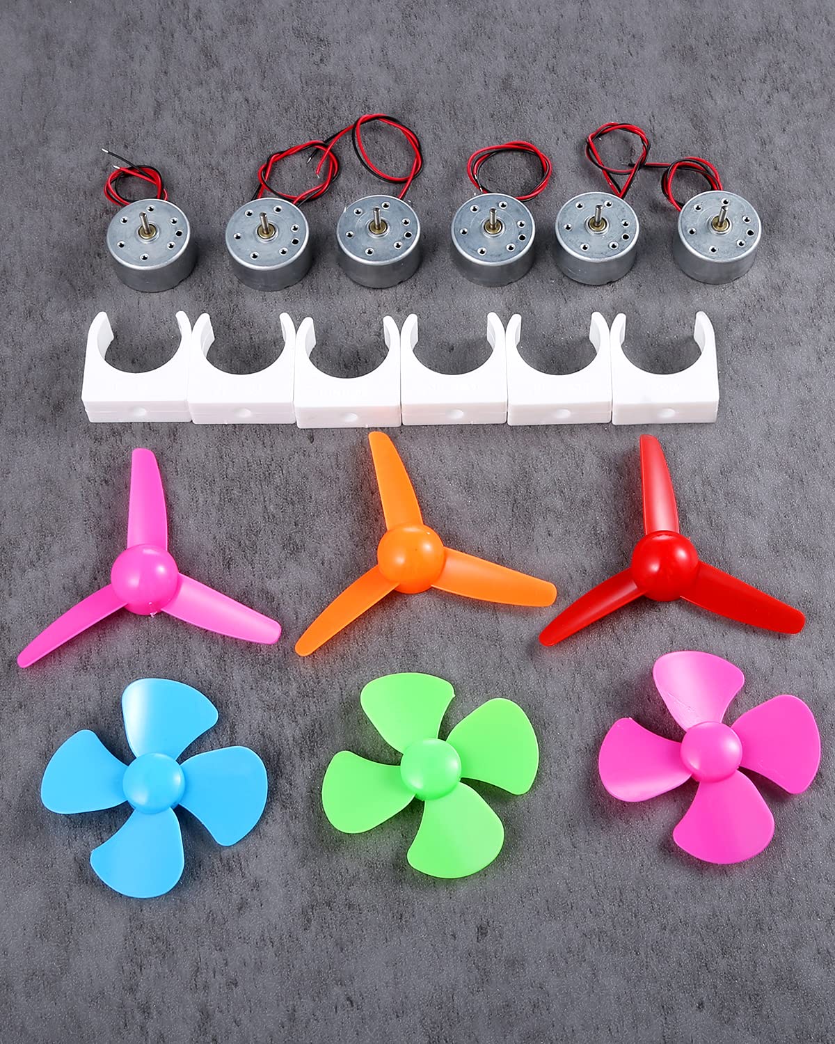 Sntieecr 6 Set Mini Generator Motors 3V-12V DC Motor  Wind Turbine Generator with Mini Fan Leaf and Plastic Motor Holder for DIY Educational Physics Experiment
