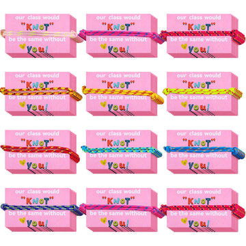 Junkin 60 Sets Valentine Knot Bracelets with Cards Our Class Will Knot Be The Same Without You Classroom Valentines Exchange Gif