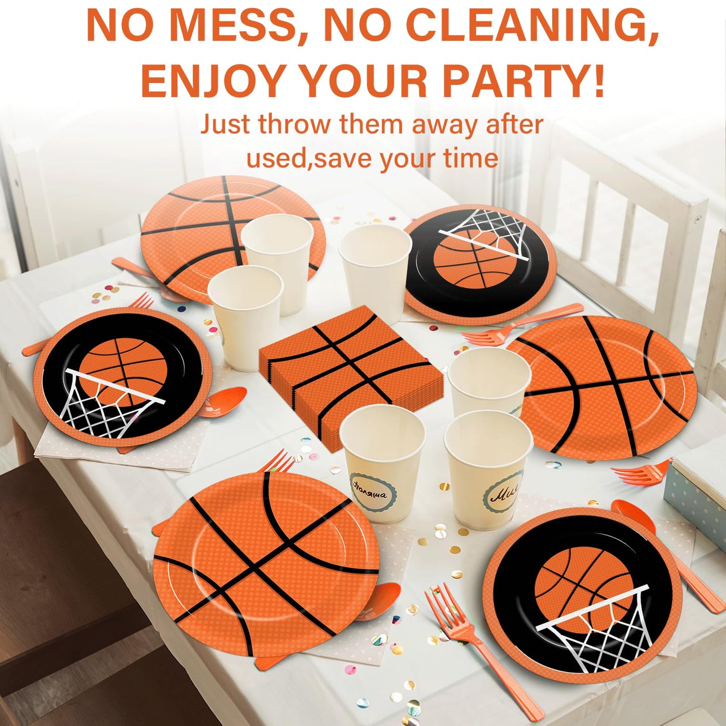 Qyeahkj 100 Pcs Basketball Birthday Party Supplies Basketball Sports Themed Party Plates And Napkins Basketball Party Decoration