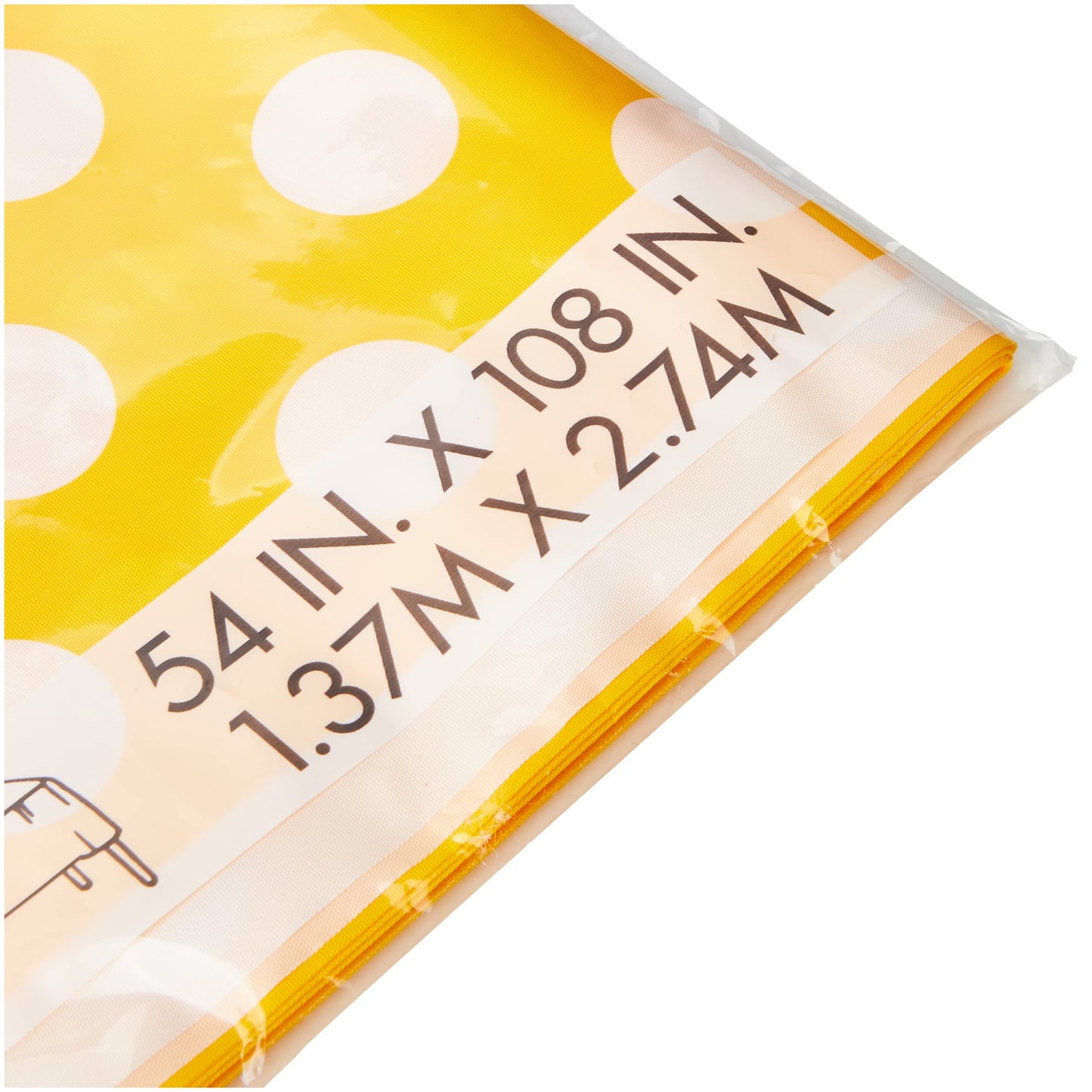 Polka Dot Plastic Tablecloth, 108 x 54, Yellow
