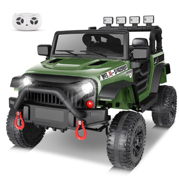 Hikole Ride On Car Truck, 12V Battery Powered Kids Electric Car W/ 2.4 Ghz Parental Remote Control,Spring Suspension,Led Lights,