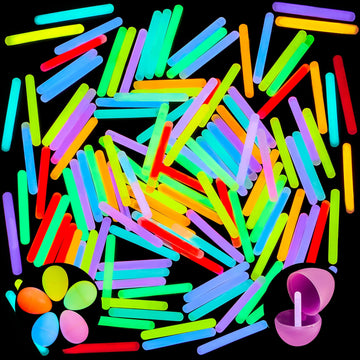 Joyin 200 Mini Glow Sticks(1.7'), 8 Colors, Glow In The Dark For Easter Eggs Party Favors,Easter Basket Stuffer Party Pack, Weddings Classroom Decorations Prizes