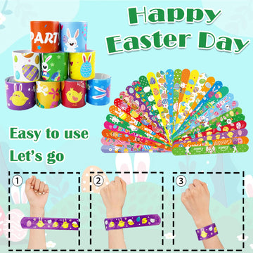 SUNPROUND 100Pcs Valentine's Day Slap Bracelets, Valentine Party Favors Snap Wristbands for Kids Exchange Gifts, Goodies Stockin