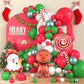 Christmas Balloon Garland Arch Kit, Christmas Balloon Arch With Metallic Green Red White Christmas Latex Balloons Snowflake Sant