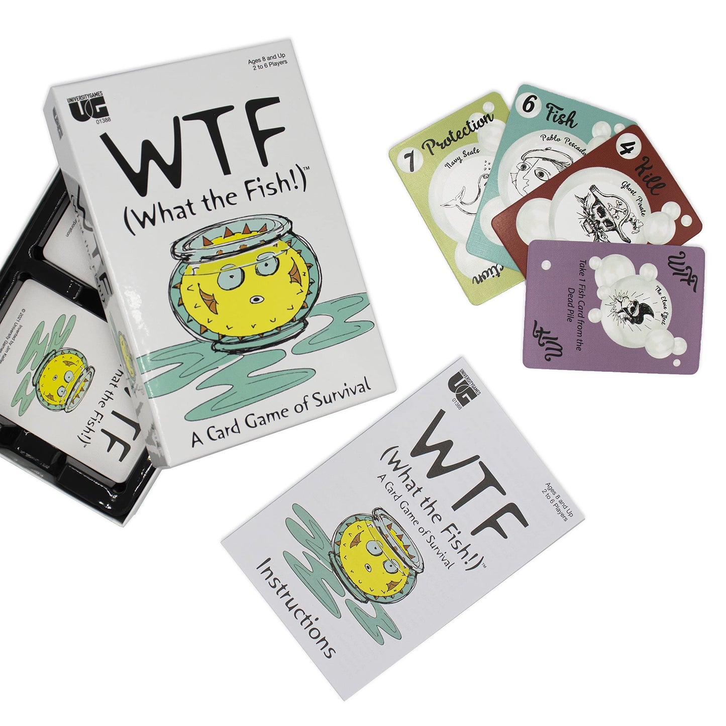 University Games WTF (What the Fish!) Cardboard Game, One Size, White, Model 01388-6PK, Ages 96 Months to 1188 Months