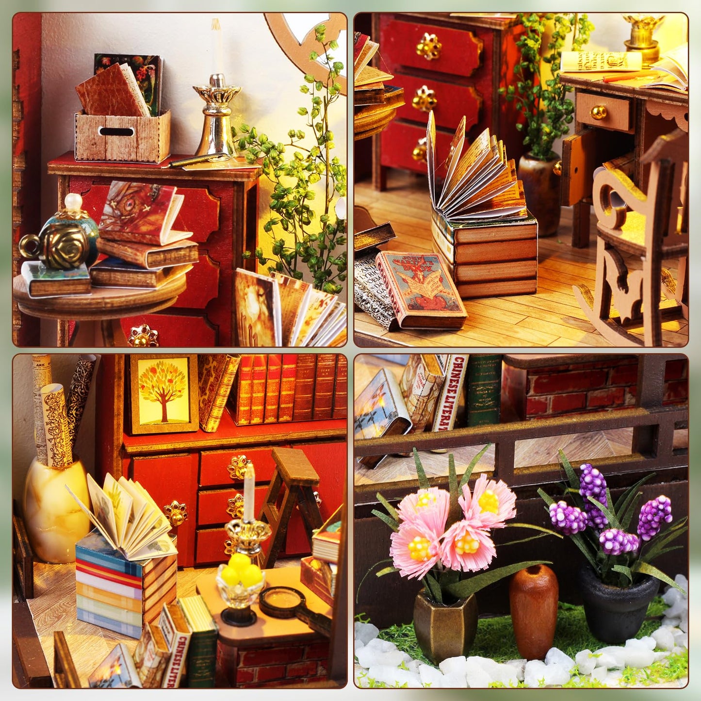 Book Nook Kit  Christmas DIY Dollhouse with Sensor Led Light  Wooden Puzzles  limited availability  for 14+ Teens and mature-themeds Building