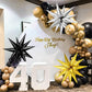 Black Gold Silver Metallic Star Balloons, 36 Pcs Big 25 In Explosion Star Foil Balloons, Starburst Cone Mylar Balloons, Spike Ba