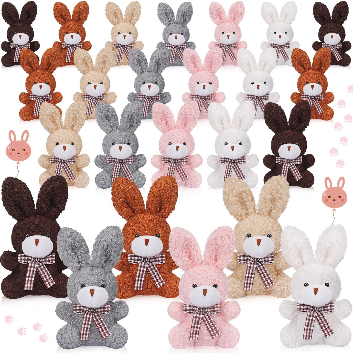 24 Pcs Mini Bunny Plush Bulk Rabbit Stuffed Animal Toy Gift Doll 3.15 Inch Keychain for Girls Boys Teens mature-themed Gift Box DIY for Baby Shower Wedding Birthday Decoration