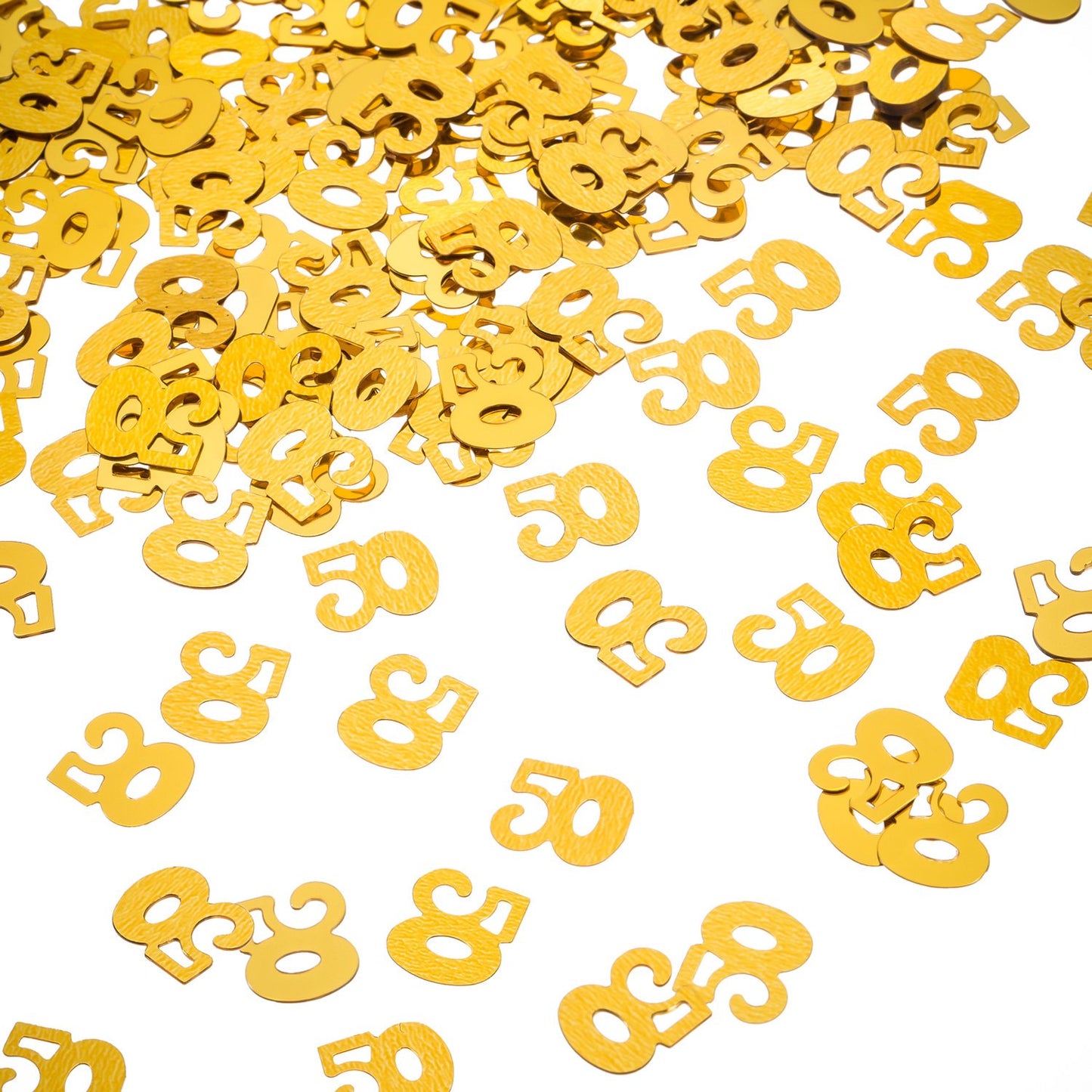 WILLBOND Gold 50th Confetti, 50 Number Birthday Confetti, 50th Wedding Anniversary Party Table Decorations, 2 Bags (1400 Pieces)