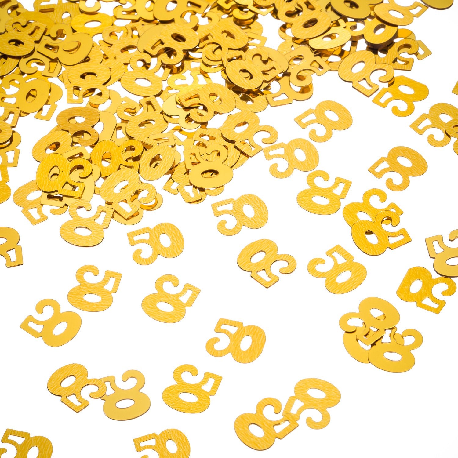 WILLBOND Gold 50th Confetti, 50 Number Birthday Confetti, 50th Wedding Anniversary Party Table Decorations, 2 Bags (1400 Pieces)
