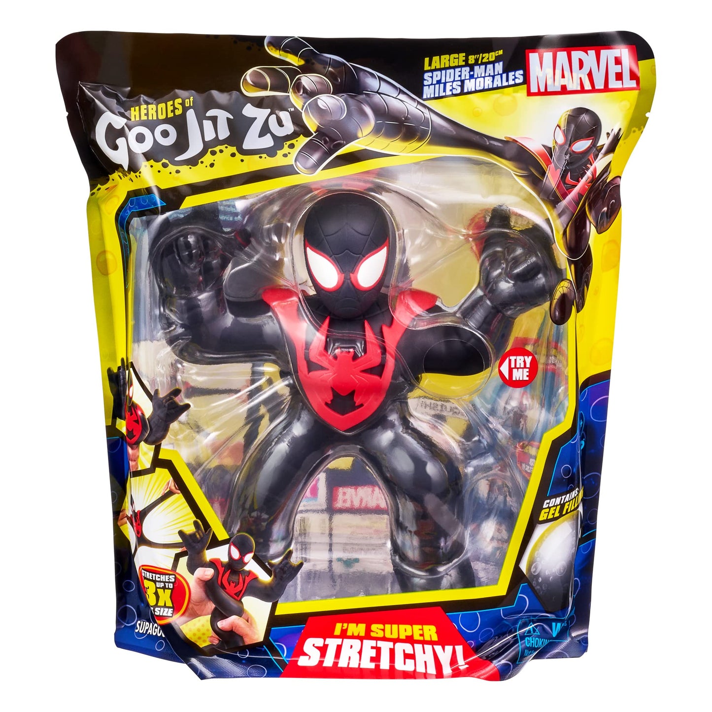 Heroes Of Goo Jit Zu Marvel Supagoo Hero Pack 8' Tall Super Stretchy Spider-Man Miles Morales Action Figure