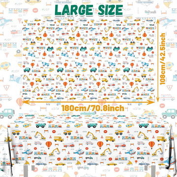 Hakoti 3Pack Transportation Birthday Tablecloth,Transportation Birthday Party Supplies Rectangular Truck Birthday Plastic Table