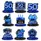 Happy 50th Birthday Honeycomb Centerpieces 9Pcs Stylish Sophisticated Blue Neon Theme Table Decor for Boys Girls Birthday Party 