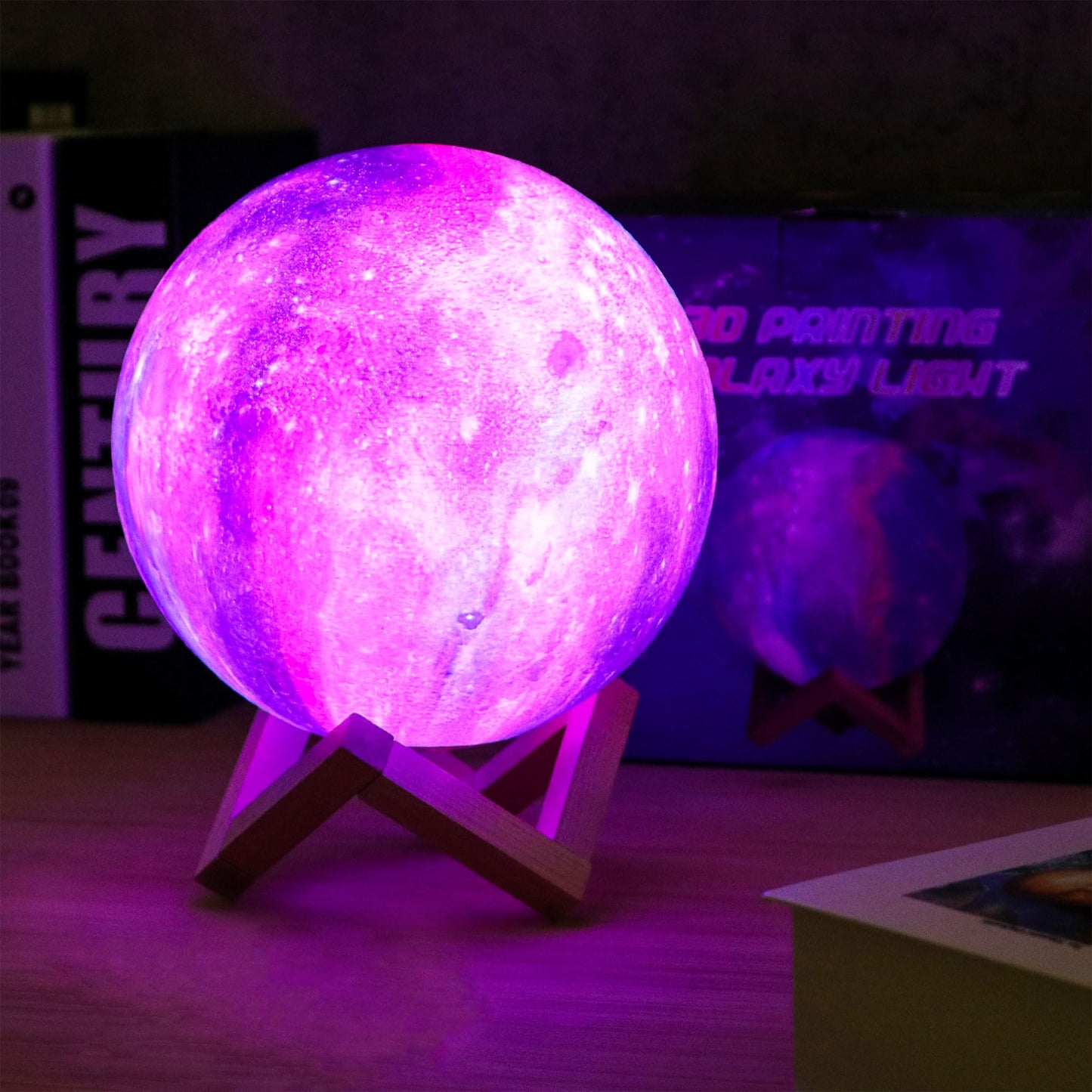 CPLA Night Lamp for Kids & Teens, 128 LED Colors, 5.9" Purple Galaxy, Remote & Touch Control, Model LX-YQ15128C-GL