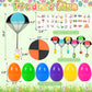 6 Pack Prefilled Easter Eggs With Parachute Toys Inside, Parachute Toys For Kids With 35 Pcs Easter Temporary Tattoos Easter Bas