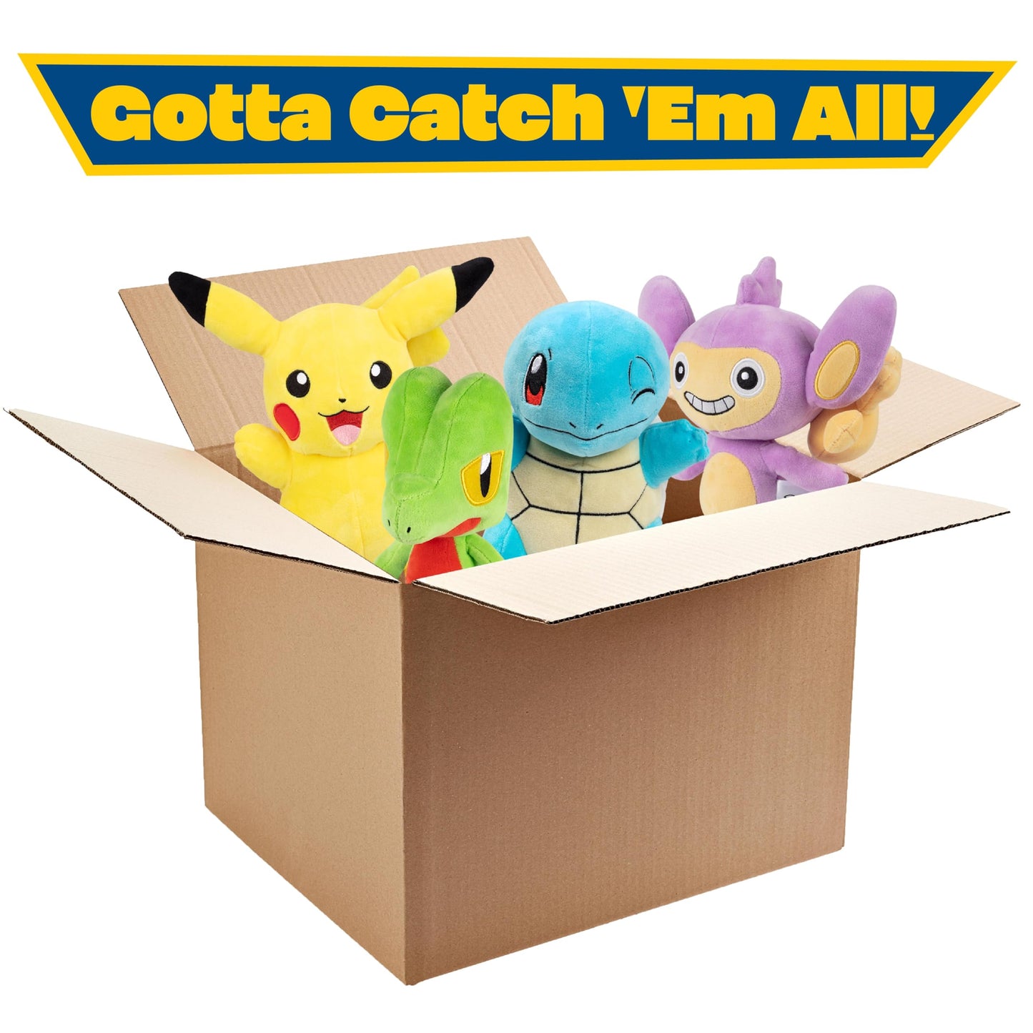 Pokemon 8'' Plush Mystery Blind Box 4-Pack - Receive 4 Assorted Figures & Starters - Officially Licensed - Authentic Stuffed Ani