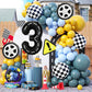 Race Car Birthday Balloons Decorations, 40 Inch Racetrack Black Number 3 Balloon, Eostankr Large Mylar Black 3 Balloon For 3St B