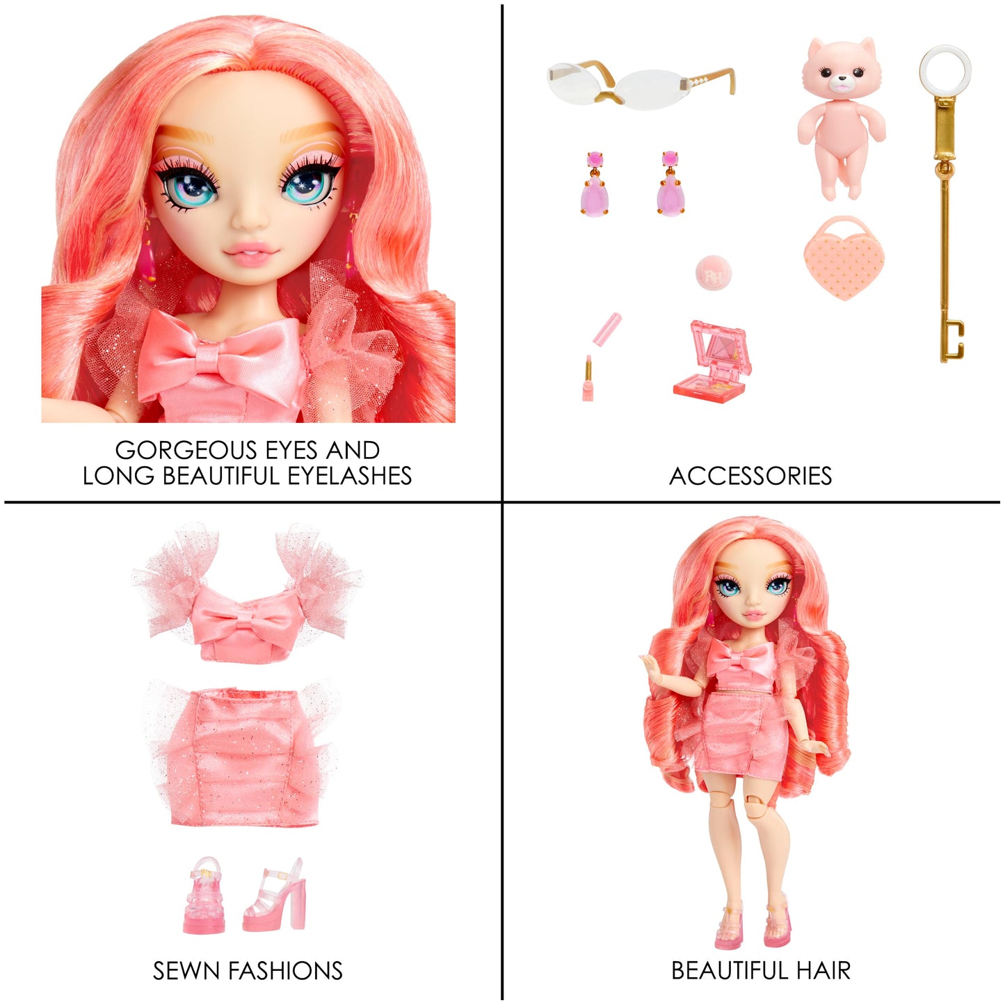 Rainbow High Pinkly Fashion Doll with Glasses & 10+ Accessories, Multicolor, Model 501923EUC, Perfect Gift for Kids 4-12 Years