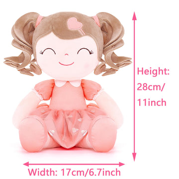 Gloveleya Baby Doll Gifts Plush Curly Girl Toys With Love 16'' Orange