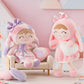 Gloveleya Easter Bunny Gift Baby Girl Gift Plush Bunny Dolls First Baby Doll Toddlers Rabbit Toy Bunny Gifts For Girl Tie-Dye Pu