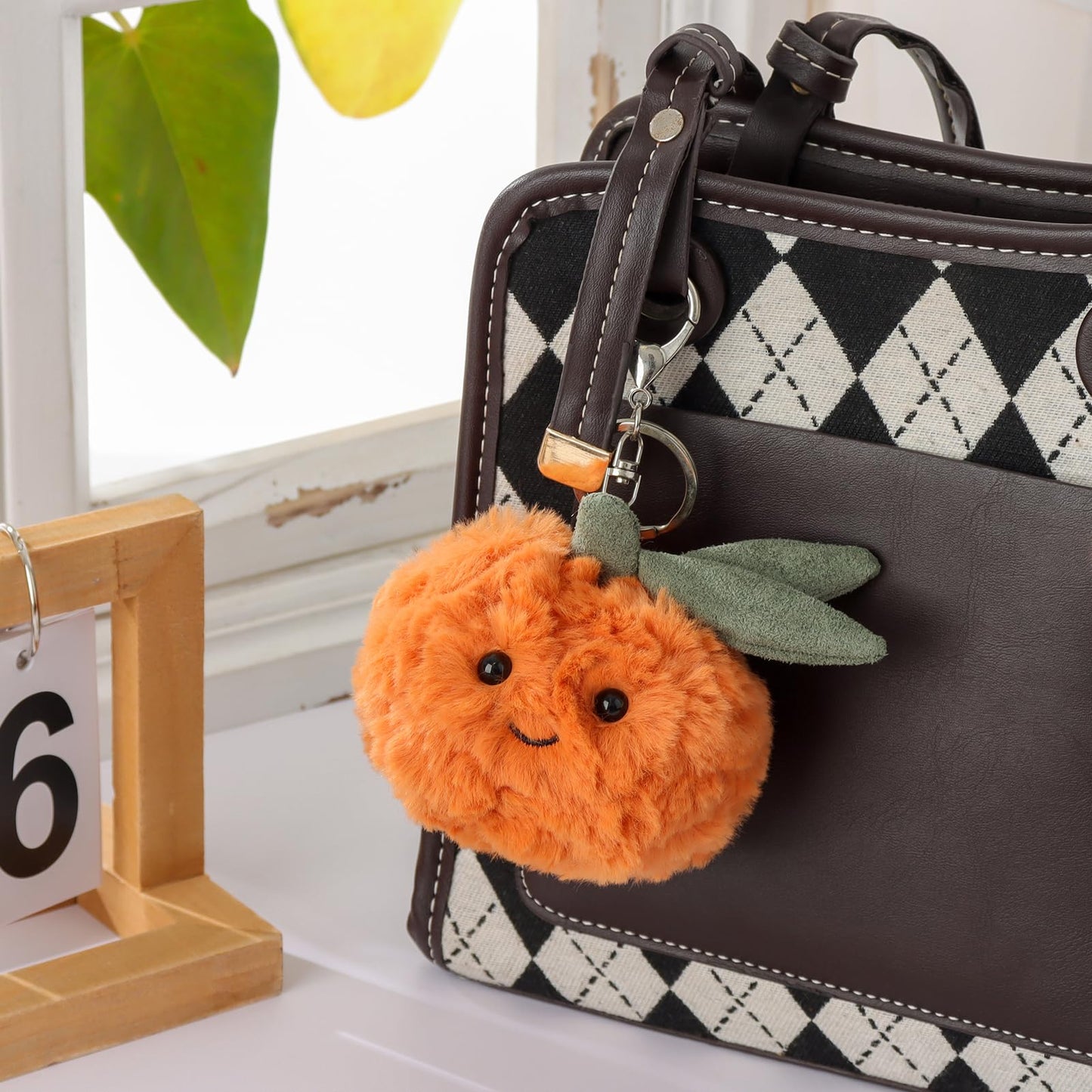 Apricot Lamb Orange Cute Keychain, Soft Stuffed Plush Keychain Toys For Kids Backpack, Purse, 2.4Inches