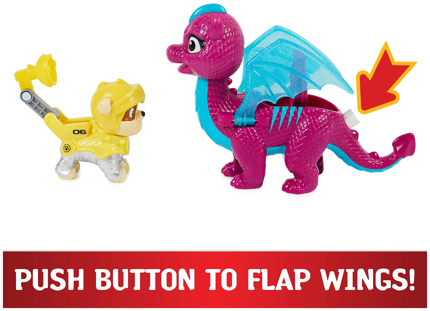 Paw Patrol Action Figures Set - Rescue Knights Rubble & Dragon Blizzie, Kids Toys for Ages 3+, Plastic, Model 6064306