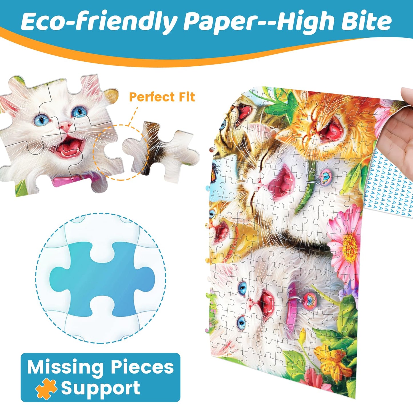 500 Piece Puzzles For Adults, Laughing Cats Large Piece Jigsaw Puzzle For Adults Kids Seniors,Recycled Cardboard Puzzle 500 Piec