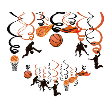Kristin Paradise 30Ct Basketball Hanging Swirl Decorations, Party Supplies, Birthday Theme Decor for Boy Girl Baby Shower, 1st B