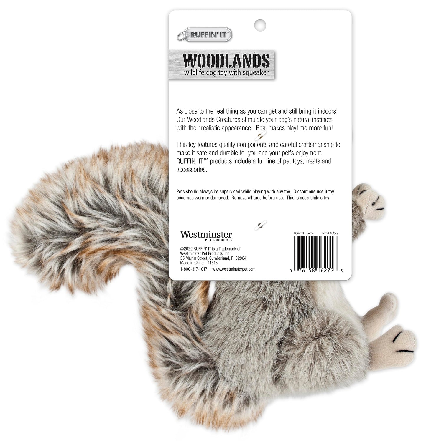 Ruffin' It Plush Dog Toy Squirrel - Large, Multi-Color, Model 7N16272-A