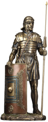 UNICORN STUDIO Roman Soldier Figurine - 14.38" Cold Cast Bronze with Javelin & Shield, Model SS-US-WU76048A4