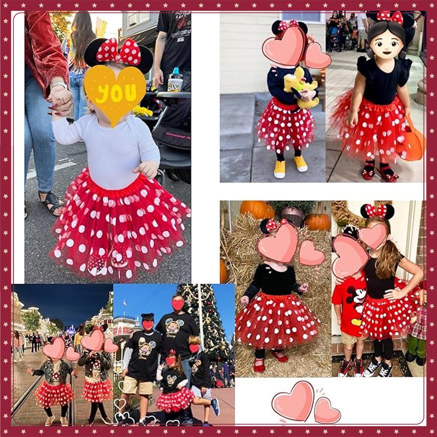 GUANGHE Girls Polka Dot Tutu Skirt - Red, White, Black, Blue - Halloween, Christmas, Birthday Costume