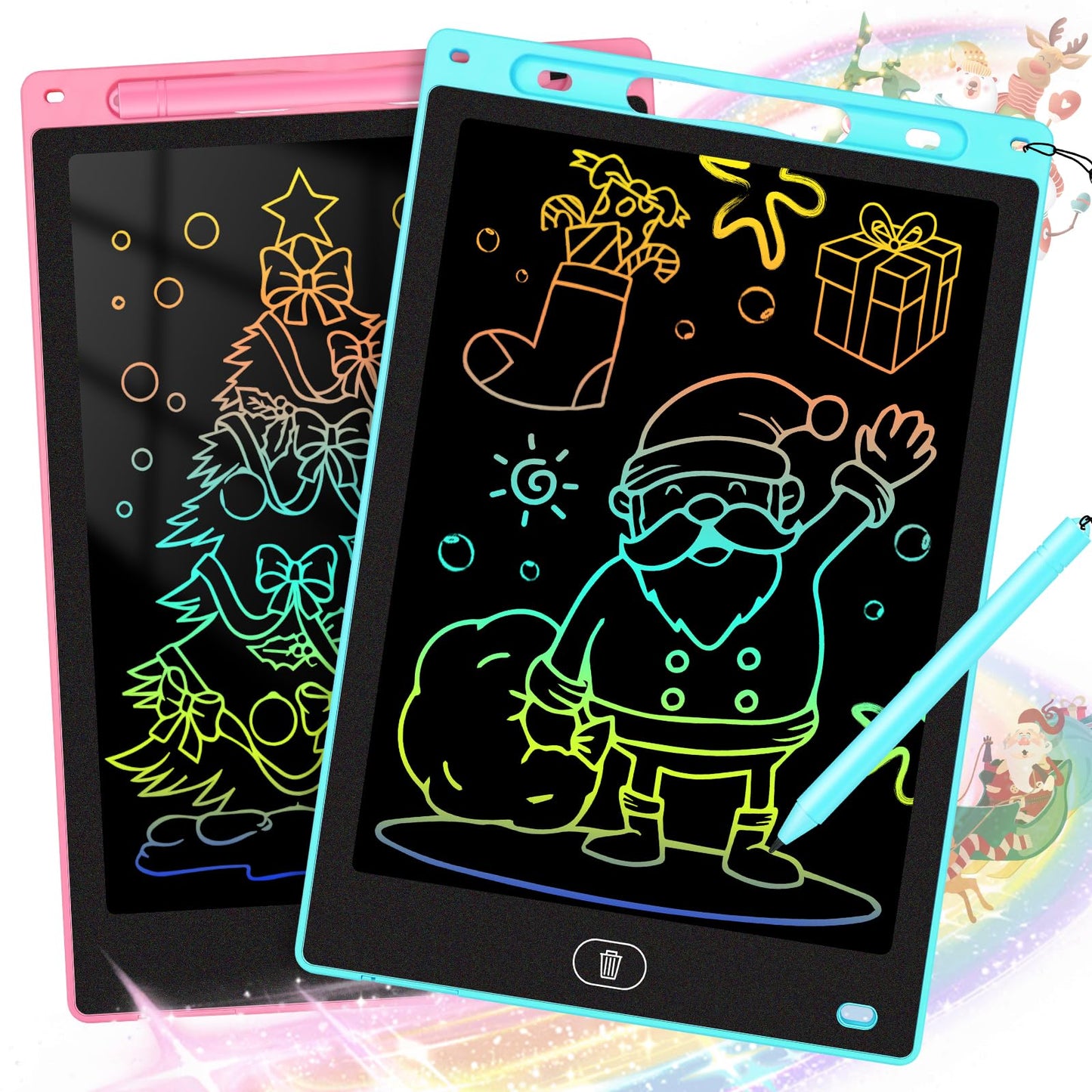 Ktebo 2 Pack Lcd Writing Tablet For Kids 10 Inch, Stocking Stuffers For Kids, Preschool Toys For Baby Girl Boy, Toddler Drawing