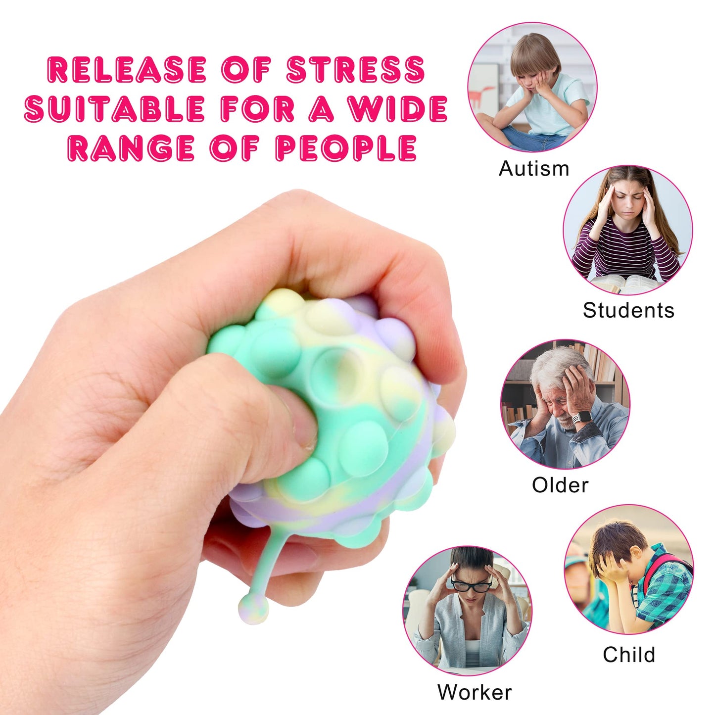 Kissfree 18 Pack Animal Pop Balls Party Favors For Kids,3D Pop Balls Its Fidget Toys,Birthday Gifts For Kids,Goodie Bag Stuffers